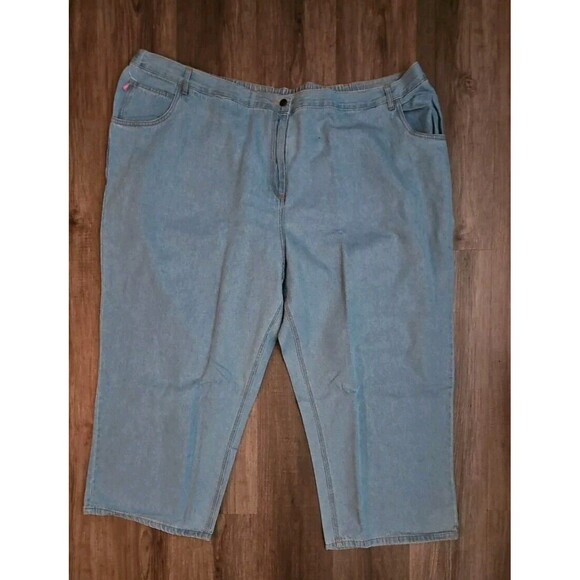 Woman Within Jeans 38W P Medium Wash Classic Fit Wide-Leg  Elastic Waist - Picture 6 of 6